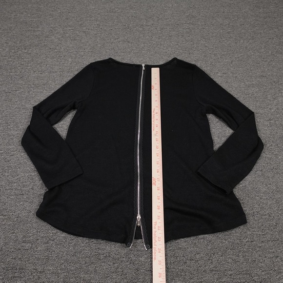 Soft Surroundings Sweater Womens PM Black Polyester Rayon Crewneck Zip Back - Picture 5 of 7